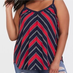 Torrid Sophie Navy Blue & Red Chevron Georgette Swing Cami Tank Top 00‌‌‌